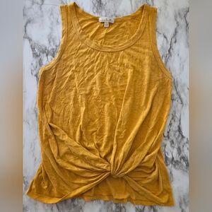Nine Britton Mustard Front Tie Tank Top